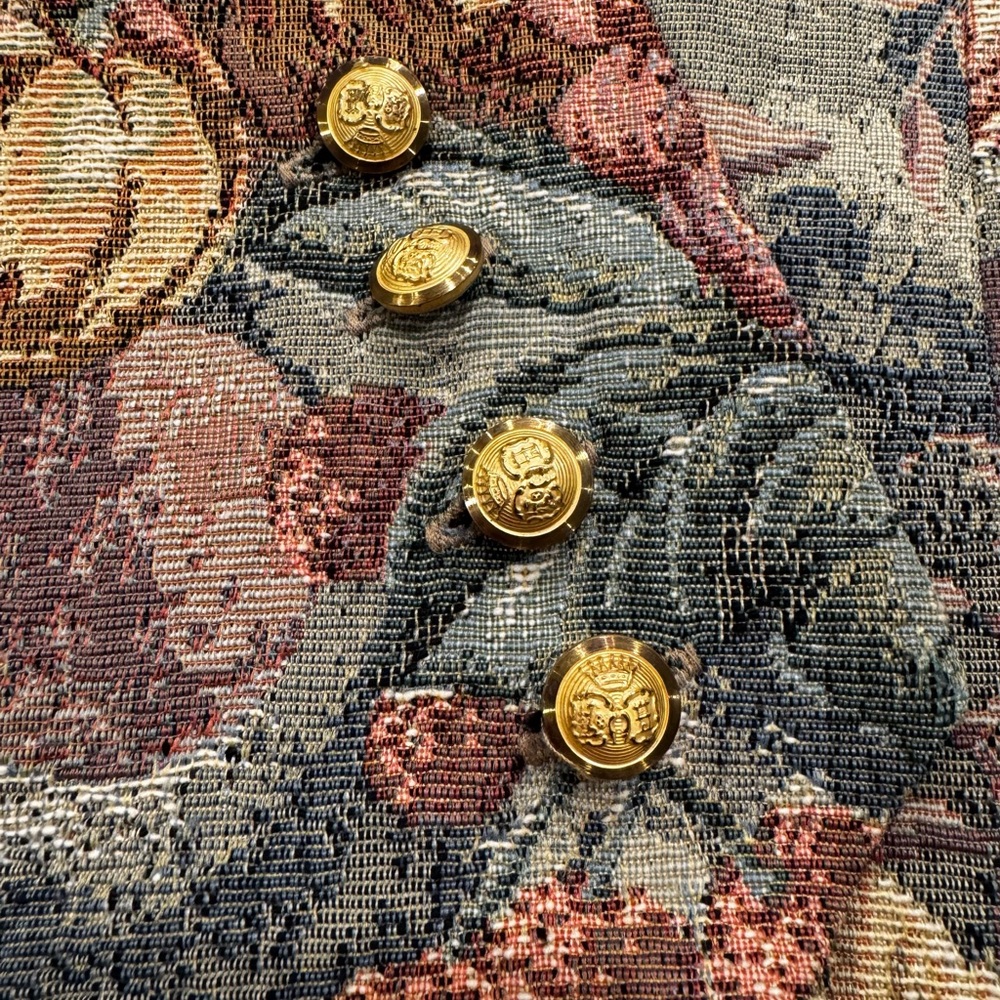 Vintage Rennie & Rose Floral Tapestry Double Breasted Vest - Picture 5 of 7